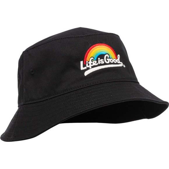 💖 Life is Good | Womens PRIDE FLAG Classic Bucket Hat Cap One Size BLACK - Picture 2 of 3